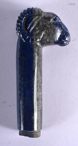 A MIDDLE EASTERN CARVED LAPIS LAZULI RAMS …