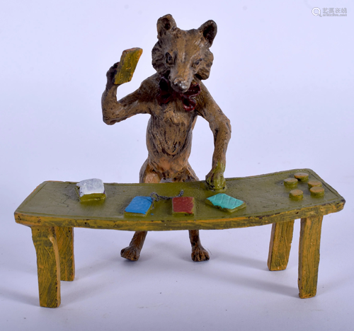 A COLD PAINTED BRONZE GAMBLING FOX. 11…