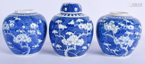 THREE ANTIQUE BLUE AND WHITE GINGER JARS A…