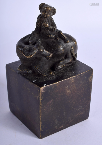 A CHINESE BRONZE SEAL. 11 cm x 6 cm.