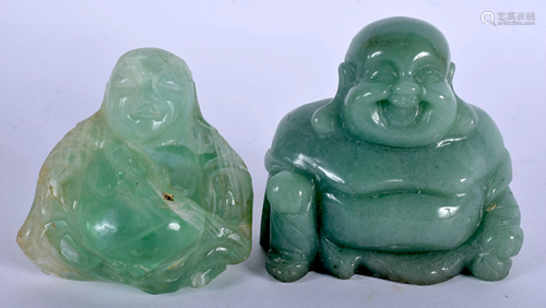 TWO VINTAGE CHINESE JADE & QUARTZ BUDDHA. Lar…