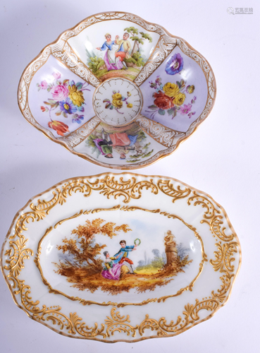 TWO ANTIQUE MEISSEN DISHES. 15 cm wid…