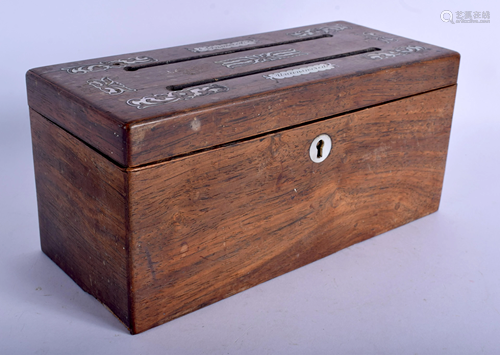 A VICTORIAN ROSEWOOD LETTER BOX. 23 …