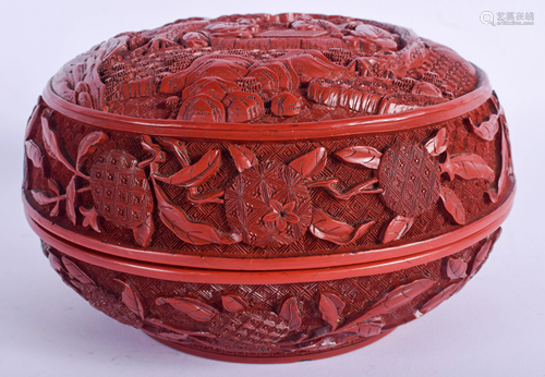 A FINE 18TH CENTURY CHINESE CARVED CINNABAR…