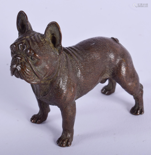 A CONTINENTAL BRONZE FIGURE OF A PUG D…