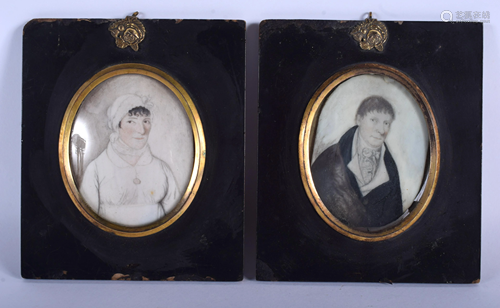 A PAIR OF GEORGE III BONE PORTRAIT MINIATURES.…