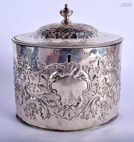 A GEORGE III SILVER TEA CADDY. London 1786. 14…