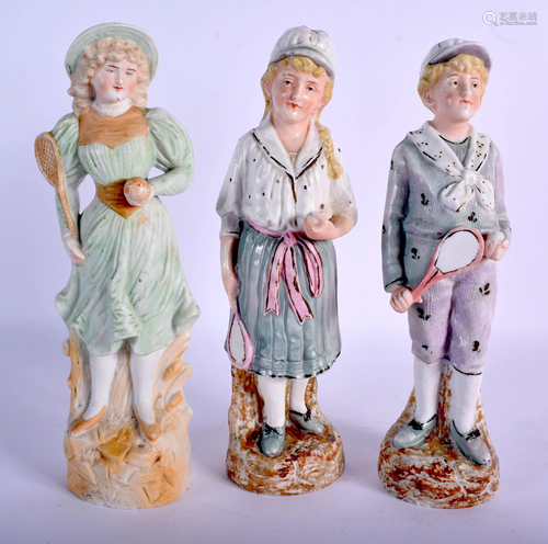 THREE ANTIQUE GERMAN BISQUE PORCELAIN…