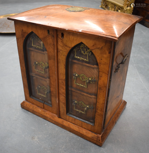 A VICTORIAN BURR WALNUT SMOKERS CABINET …