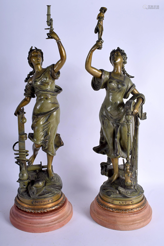 A PAIR OF ANTIQUE FRENCH SPELTER FIGURES Sci…