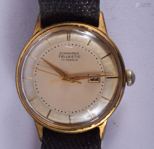 A VINTAGE JUNGHANS TRILASTIC WRISTWATCH. 3.5 …