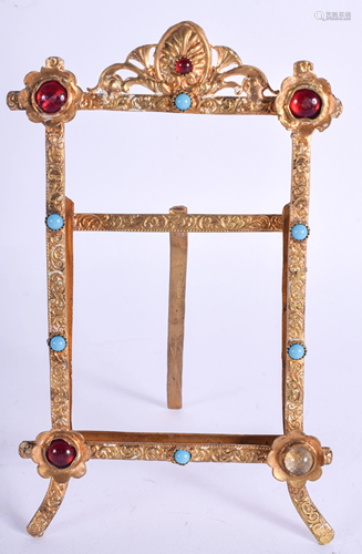 A VINTAGE JEWELLED YELLOW METAL FRAME. 9 cm…