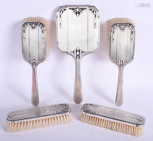 A 1930S SILVER DRESSING TABLE SET. 26 oz. …