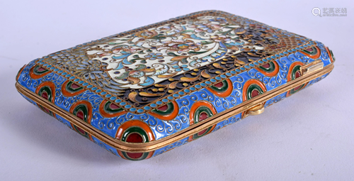 A CONTINENTAL SILVER AND ENAMEL FLORAL CIGAR…