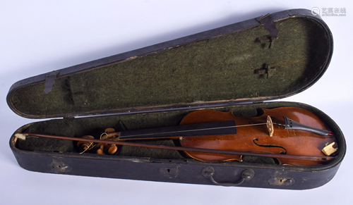 A VINTAGE CASED VIOLIN together with an earl…