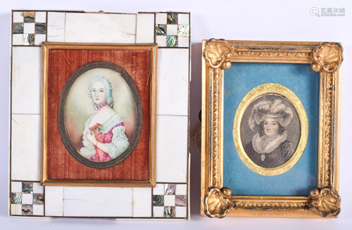 TWO ANTIQUE PORTRAIT MINIATURES. (2)