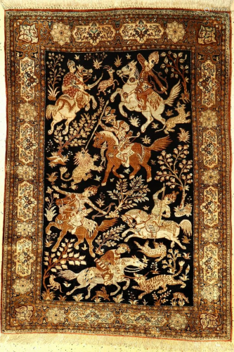 Silk Qom old, Persia, approx. 50 years, pure natural