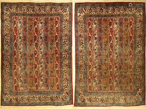 1 pair of Qom old rugs, Persia, approx. 60 year…