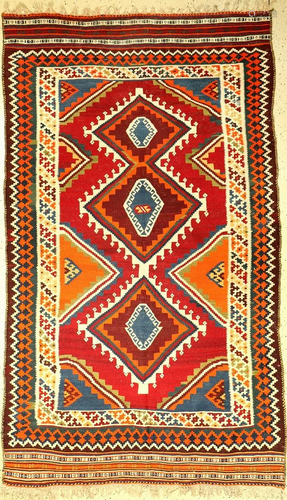 Gaschgai Kilim old, Persia, around 1940, wool o…