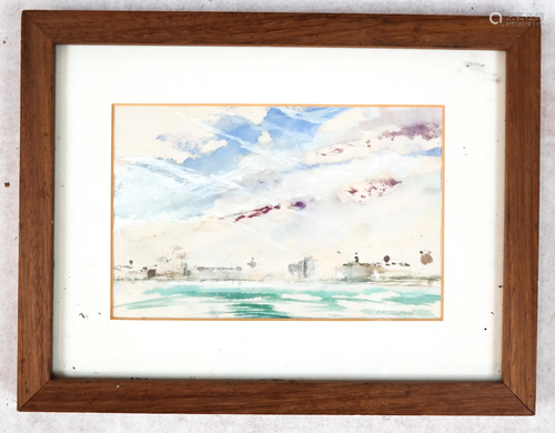 Charles GROSSMAN (?): NY Bay - Watercolor