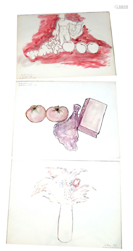 MARCASIANO: Three Still Lifes- Watercolor