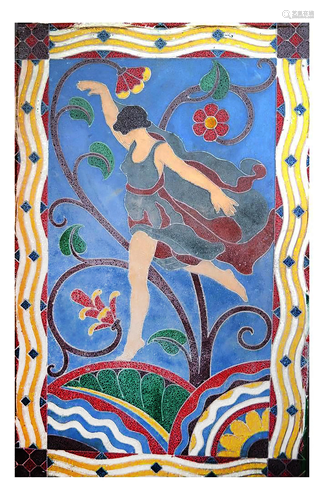 Art Deco-Style Wall Relief of Female Dancer