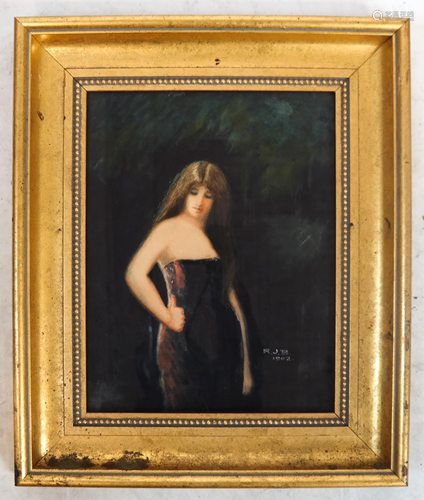 R.J.B.: Portrait of a Woman - Gouache