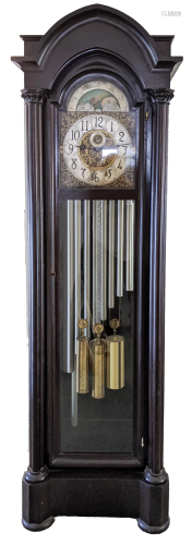 German Mahogany Nine-Tube Tall Case Clock