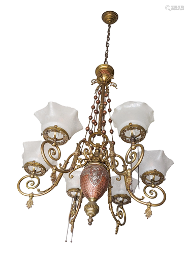 Copper & Brass 6-Light Gasolier