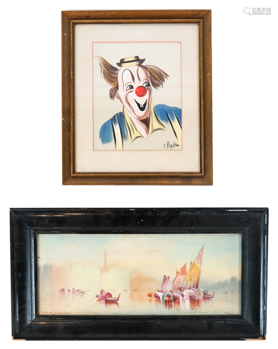 Grand Canal Watercolor & Clown Offset Print