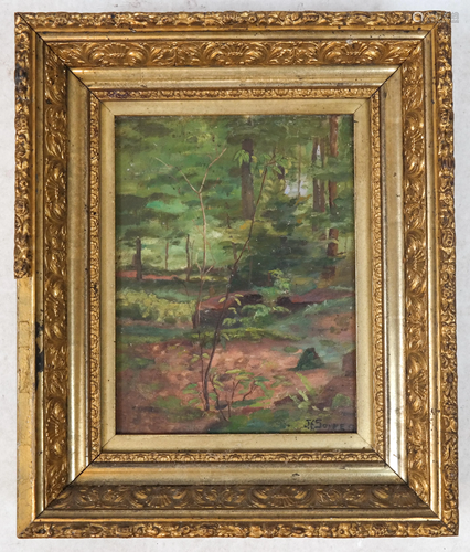 J.F. SONNE: Wooded Landscape - Oil on Canvas