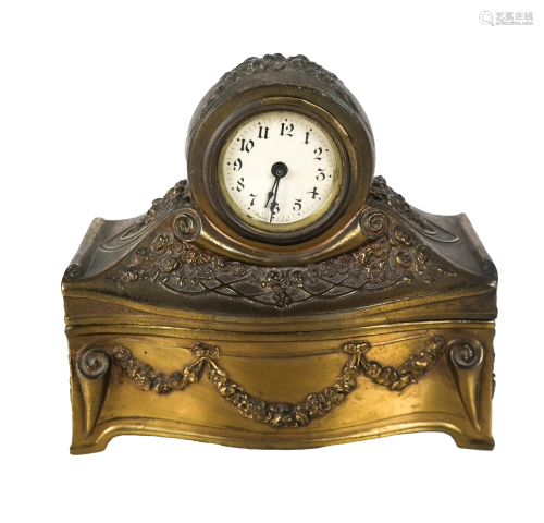 Antique Brass Clock Box