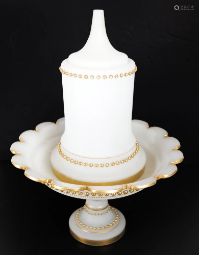 Opaline Glass Pedestal Dish & Bell Jar