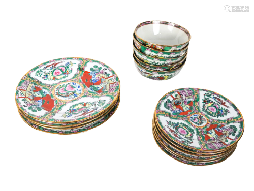 15 Pcs. Rose Medallion Porcelain Tableware