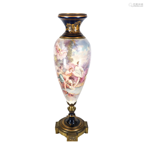 Sevres Porcelain Vase on Bronze Stand