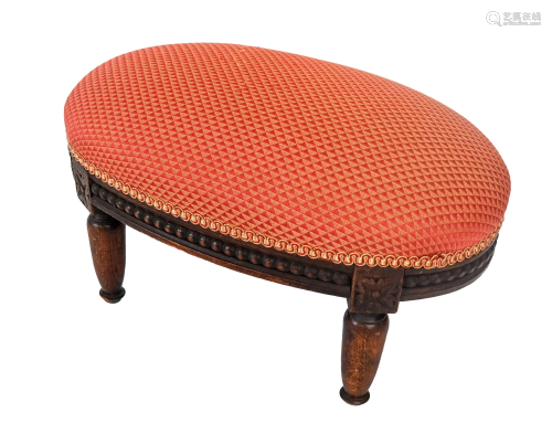 Louis XV-Style Upholstered Oval Footstool