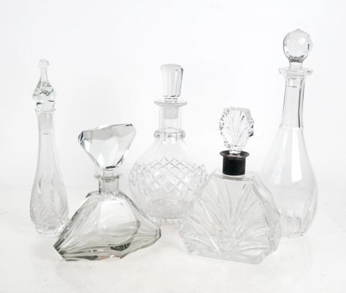 Lot of Five Crystal Decanters