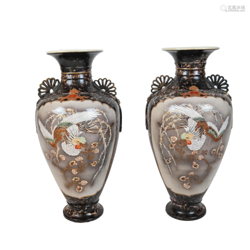 Pair Chinese Enamel Urn-form Vases