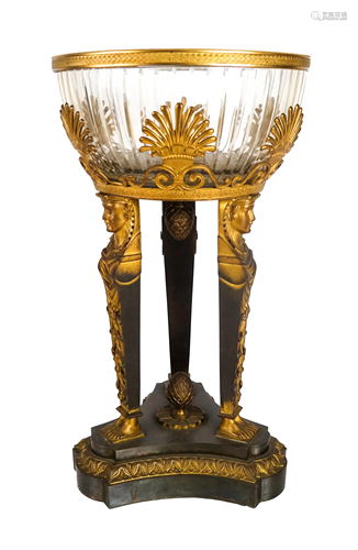 French Empire-Style Bronze and Glass Compote