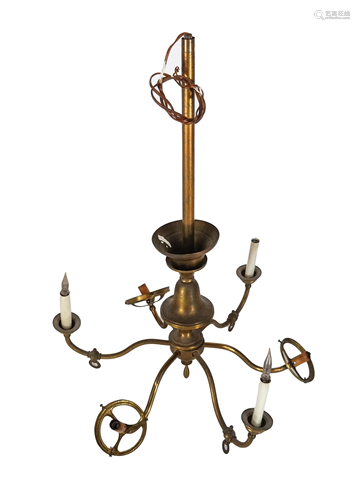 Brass 6-Arm Chandelier