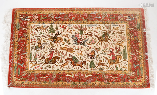 Silk Qum Rug, Hand-Knotted