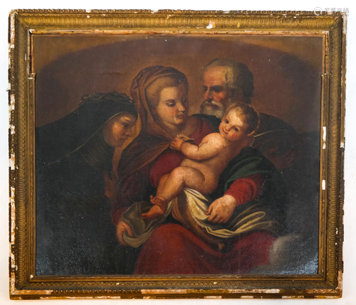 Italian School: Portrait of Holy Family - O/C