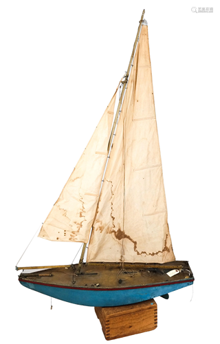 Large Vintage Wood Pond Sailing Boat