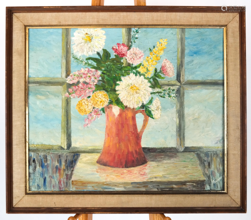 Framed Floral Still Life - Oil on Canvas