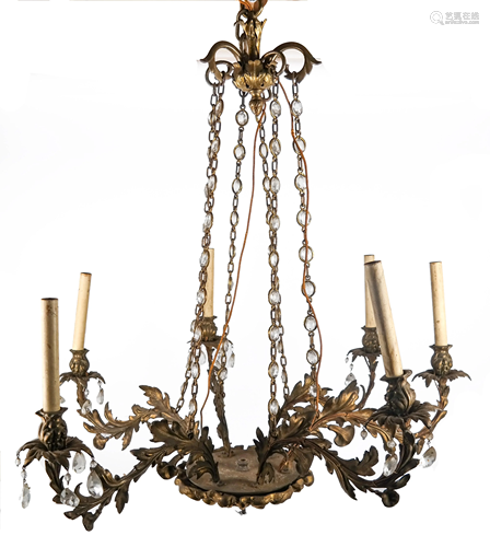 Rococo Crystal & Bronze Chandelier