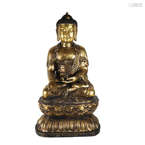 Large Bronze Nepalese-Style Buddha