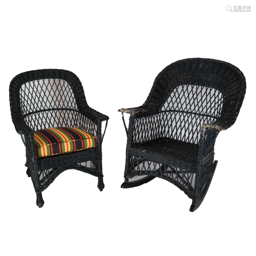 Two Antique Wicker Chairs