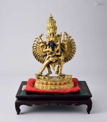 19世纪 印度鎏金欢喜佛