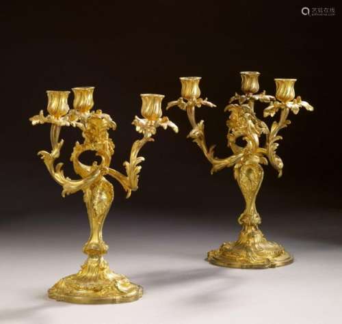 PAIR OF EARLY LOUIS XV CANDELABRES, circa 1745 aft…