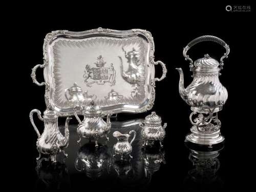 A TEA AND COFFEE SERVICE, AND A SILVER PLATERY SER…